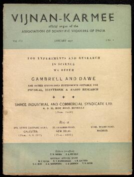 Vijnan-Karmee : official organ of the Association of Scientific Workers of India: Vol. II No. 1 January 1950, No. 2 February 1950